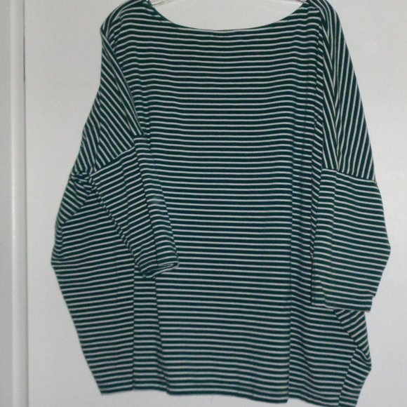 Green & White Stripe Boatneck Tunic - 4X - Picture 2 of 4